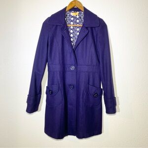 Anthropology Tulle Coat Jacket Wool PeaCoat Vintage Purple Over Heavy Women’s S